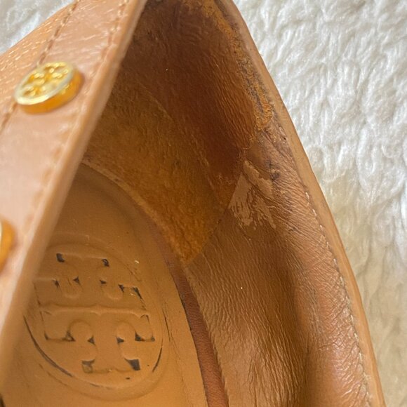 Tory Burch Royal Tan Leather Wedge Peep-Toe Sandals – Women’s 6.5 - Picture 7 of 16